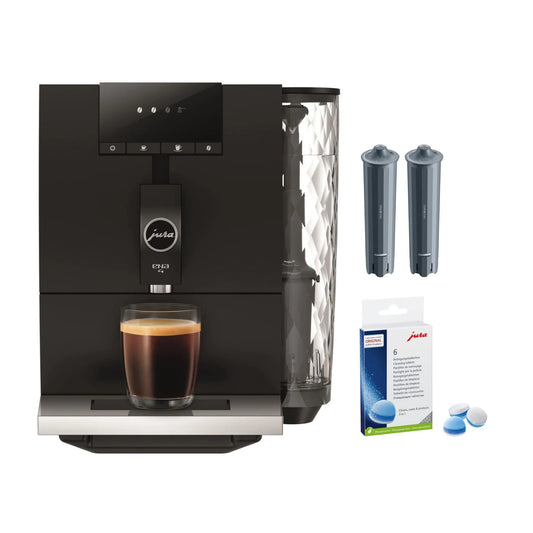 ENA 4 Coffee Machine (Metropolitan Black) with Cleaning Tablets and Filters